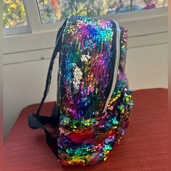 Streamline Multi Color Sequin Backpack 12” X 9” X 4” - Picture 4 of 8